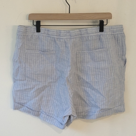 Ellen Tracy Blue White Stripes 100% Linen Drawstring Shorts Size Large - Picture 3 of 5